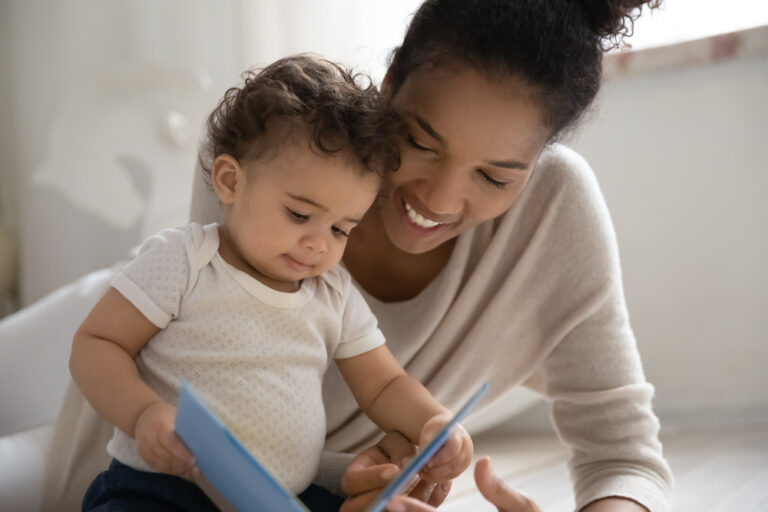 Happy,Young,African,American,Mom,Play,Read,Book,To,Cute