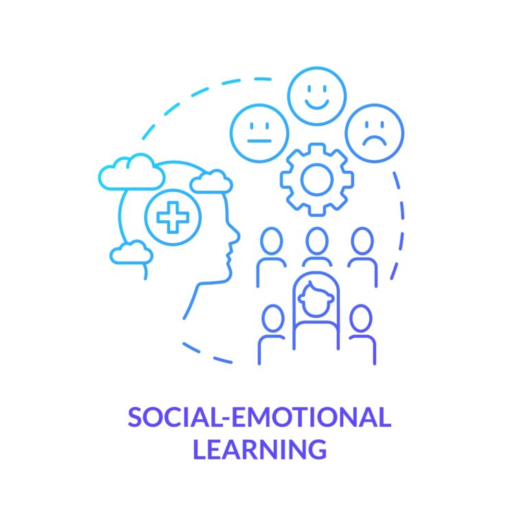 Social,Emotional,Learning,Blue,Gradient,Concept,Icon.,Building,Relationship